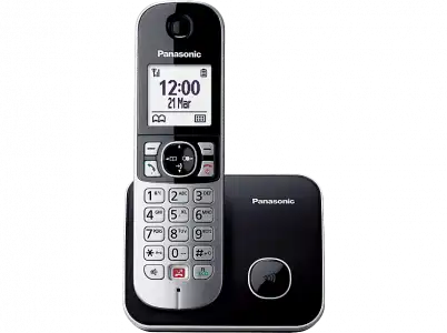 Teléfono - Panasonic KX-TG6851SP, Inalámbrico, Identificación de llamadas, No molestar, Negro + Base