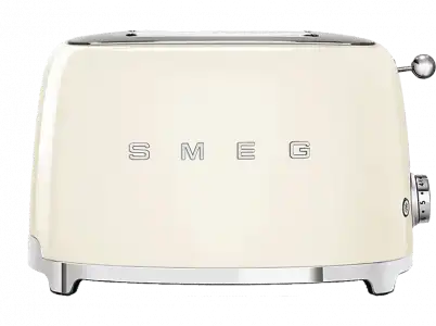 Tostadora - Smeg TSF01CREU, 950 W, 2 rebanadas, ranuras, 50's Style, Acabado brillante, Crema