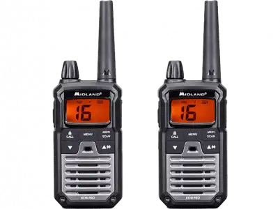 Walkie Talkie - Midland XT70 Pro, Carga Rápida, 32 canales, USB, Alcance de 12 km, Negro