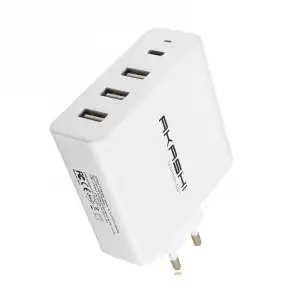 Akashi Cargador Múltiple de Pared USB-C/USB 3.0 6A 45W Blanco