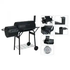 Barbacoa Con Ahumador Forma De Cilindro Negro Progarden