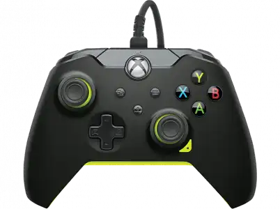 Mando - PDP Electric Black, Para Xbox, Cable desmontable, Negro y Verde