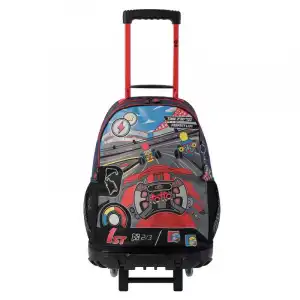 Mochila Escolar Totto Grande Con Ruedas Gokart Negro