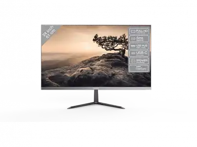 Monitor - Peaq PMO S243-VFC, 24" Full-HD, 5 ms, 75 Hz, AMD FreeSync, Ultra Slim, HDMI 1.4, Negro