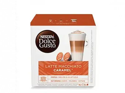 Cápsulas monodosis - Dolce Gusto Latte Macchiato Caramel, Pack de 16 cápsulas para 8 tazas