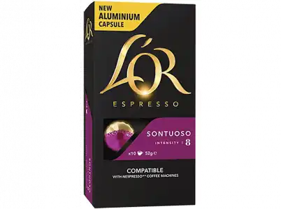 Cápsulas monodosis LOR Espresso Sontuoso 08, pack de 10, compatible para Nespresso