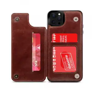 Funda De Piel Wallex Marron Para Iphone 13 Pro Max