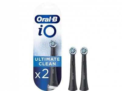 Recambio para cepillo dental - Oral-B iO Ultimate Clean Black, Cabezales De Recambio, Pack 2 Unidades