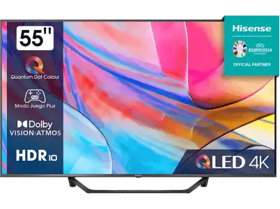 TV QLED 55" - Hisense 55A7KQ Smart UHD 4K, Quantum Dot Colour, Dolby Vision, Atmos, Modo juego plus, AirPlay, Control por voz