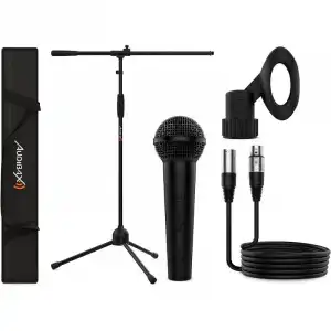 Audibax Kit Micrófono + Soporte + Pinza + Cable XLR 5m + Bolsa de Transporte