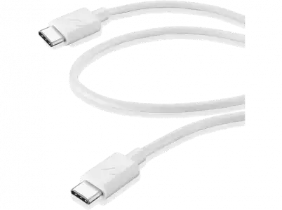 Cable USB - CellularLine USBDATA06USBC2CW, De USB-C a USB-C, 60 cm, Recarga, Sincronización, Blanco