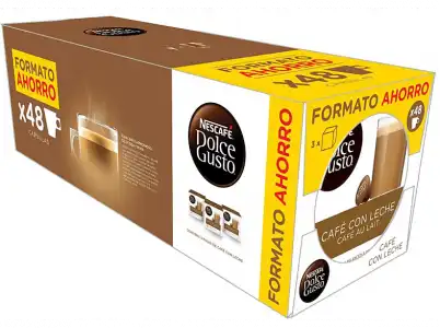 Cápsulas monodosis - Dolce Gusto Café con leche, Pack de 3 cajas 16 cápsulas (48 en total)