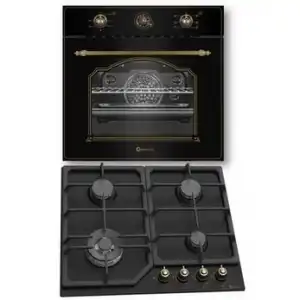 Combo Pack Solthermic Cocina Negra Rústica + Encimera + Horno