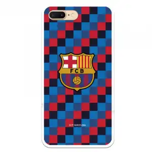 Funda Licencia Oficial FC Barcelona Escudo Fondo Cuadros para iPhone 7 Plus