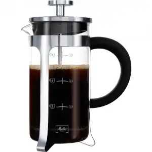 Melitta French Press Premium Cafetera de Prensa Francesa 8 Tazas Negra/Acero inoxidable