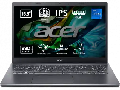 Portátil - Acer Aspire 5 A515-57-76BV, 15.6" Full HD, Intel® Core™ i7-1255U, 8GB RAM, 512GB SSD, Iris® Xe Graphics, Sin sistema operativo