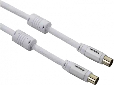 Cable de antena - Hama 00056581, Coaxial, 2 metros, Tejido nylon, 95 dB, Blanco