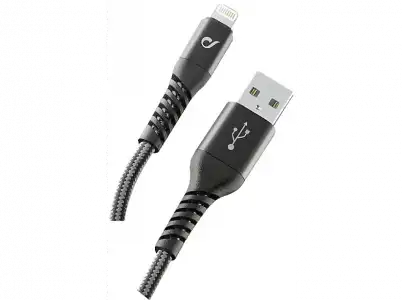 Cable USB - CellularLine Vivanco Extreme,1m, Tipo A, Lightning, Negro