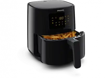 Freidora de aire - Philips HD9252/90 Airfryer, 4 raciones, Tecnología Rapid Air, App NutriU, Negro