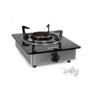 Hornillo A Gas Orbegozo Fo1720, Cuerpo Inox Y Superficie De Cristal Templado Negro (7mm). Combustible: Gas Butano O Gas Propano.