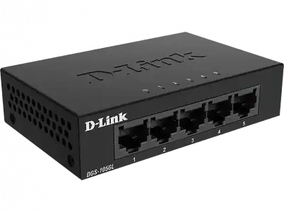 Switch - D-Link DGS-105GL, 5 Puertos, sin gestión, Gigabit Ethernet LAN, RJ-45, Plug&Play, Negro