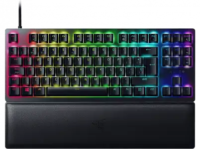 Teclado gaming - Razer Huntsman V2 Tenkeyless (Purple Switch), USB-C, Retroiluminación Chroma RGB, Negro