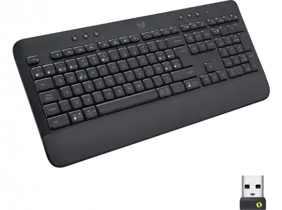 Teclado - Logitech Signature K650, Bluetooth, USB, Reposamanos, Ergonómico, numérico, PC/Mac, Teclas de acceso directo, Negro