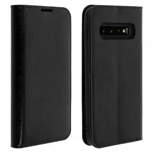 Avizar Funda Libro Cartera de Cuero Negra para Samsung Galaxy S10 Plus