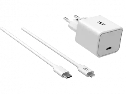 Cargador - ISY IWC 2501, Lightning-USB C, 20W, 1m, Blanco