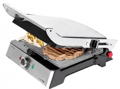 Grill - Cecotec ROCK'NGRILL PRO, Potencia 2000W, Superficie Antiadherente, Placas extraíbles