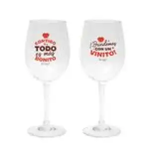 Mr Wonderful Set de 2 copas de vino Contigo todo es más bonito. ¡Brindemos con un vinito!