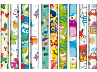 Papel de regalo - Campus Surtido Infantil, 70 x 200 cm, 60 rollos, Multicolor