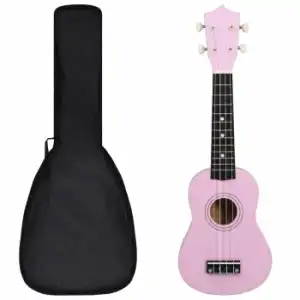 Set De Ukelele Soprano Con Funda Para Niños Rosa 21" Vidaxl