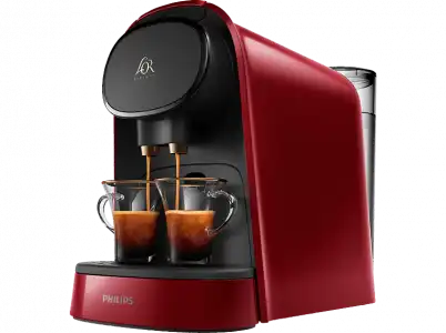 Cafetera de cápsulas - Philips L'OR LM8012/51 Barista, 2 tazas o 1 doble, 19 bares, Depósito l, Rojo