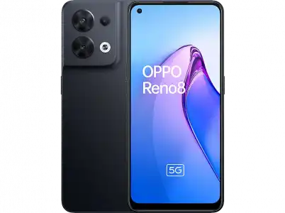 Móvil - OPPO Reno 8, Shimmer Black, 256GB, 8GB, 6.44" Full HD+, MTK Dimensity 1300, 4500mAh, Android 12