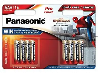 Pilas AAA - Panasonic Spider-Man, Alcalina, 10+6 unidades