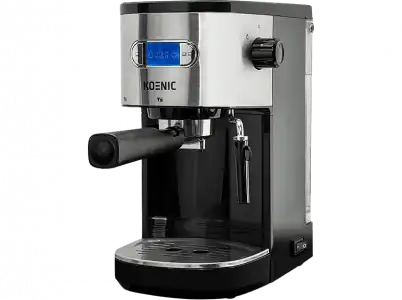 Cafetera express - Koenic KEM 2320 M, 20 bar, 1450W, 2 tazas, 1.2 l, Inox/Negro