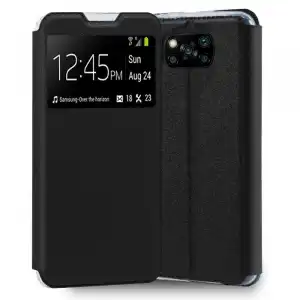 Cool Funda Flip Cover Liso Negro para Xiaomi Pocophone X3