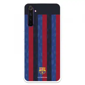 Funda Para Realme 6 Pro Del Fc Barcelona Fondo Rayas Verticales - Licencia Oficial Fc Barcelona
