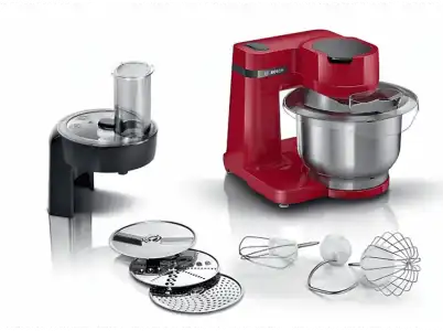 Robot de cocina - Bosch MUMS2ER01, 700 W, Bol 3.8 l, Acero inoxidable, 4 Potencias, Rojo