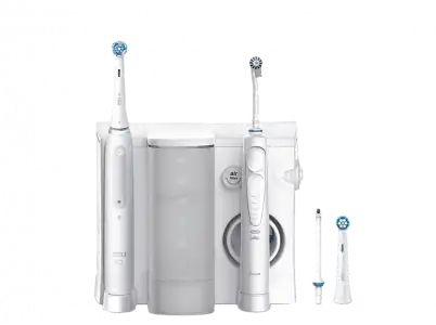 Centro de higiene dental - Oral-B Health Center + iO4 Quite White (ED17 ED15A CW SW), 4 cabezales, Tecnología iO, Bluetooth, Blanco