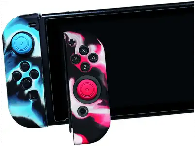 Funda + grips - Ardistel Silicone Sleeve Gamer Kit, Para Nintendo Switch, Joy-Con, Silicona, Azul, Rojo