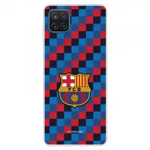 Funda Licencia Oficial FC Barcelona Escudo Fondo Cuadros para Samsung Galaxy A12