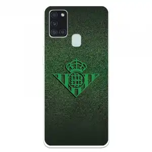 Funda Licencia Oficial Real Betis Balompié Escudo Verde Fondo Trama para Samsung Galaxy A21S