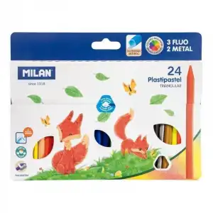 Milan 022T24 Caja de 24 Lápices Plastipastel Triangular Colores Surtidos