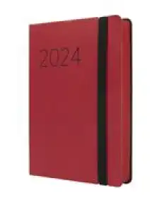 Agenda anual 2024 Finocam A6 Flexi Lisa F4 día por página Rojo