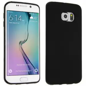 Avizar Funda Protectora de Silicona Flexible Antihuellas Negra para Samsung Galaxy S6 Edge