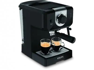 Cafetera express - Krups XP320810 Opio, 15 bares, Depósito 1.5 L, Espumador de leche, Negro