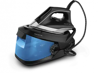 Centro de planchado - Rowenta VR832, 2600 W, 1.7 L, 6.5 bares, Golpe vapor 350 g/m, Suela MicroSteam400, Sistema Calc-Away, Negro y azul