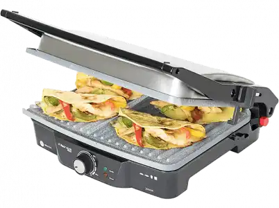 Grill - Cecotec Rock"nGrill, 2000W, Antiadherente, Apertura 180º, Regulador temperatura, Placa